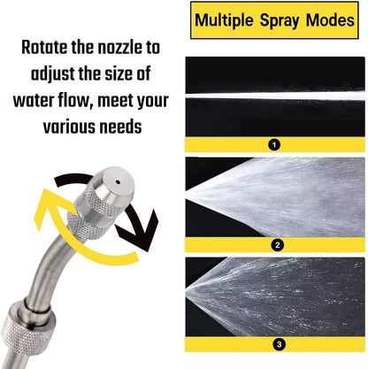 29'' Sprayer Wand Replacement, 1/4" & 3/8" Brass Barb Universal Stainless Sprayer Wand with Shut off Valve, Adjustable Watering Wand with 2 Hose Clamps & 1 Tape