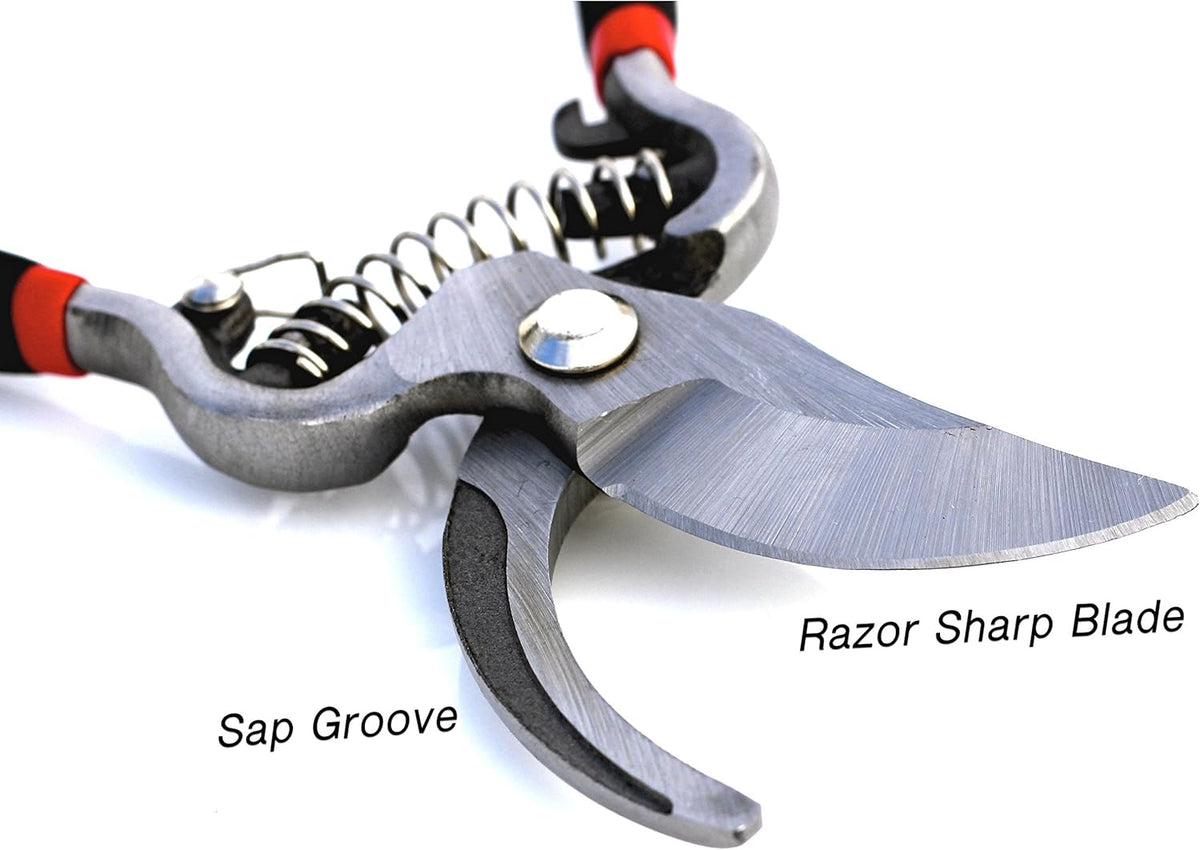 Classic Bypass Pruning Shears Clippers – Heavy Duty Forged Steel Garden Pruners – Safety Lock – Non Slip Comfort Grips – Cuts up to 1” Diameter – Professional Bypass Pruners for Gardening