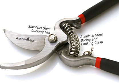Classic Bypass Pruning Shears Clippers – Heavy Duty Forged Steel Garden Pruners – Safety Lock – Non Slip Comfort Grips – Cuts up to 1” Diameter – Professional Bypass Pruners for Gardening