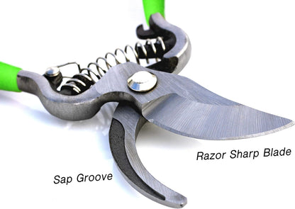 Classic Bypass Pruning Shears Clippers – Heavy Duty Forged Steel Garden Pruners – Safety Lock – Non Slip Comfort Grips – Cuts up to 1” Diameter – Professional Bypass Pruners for Gardening