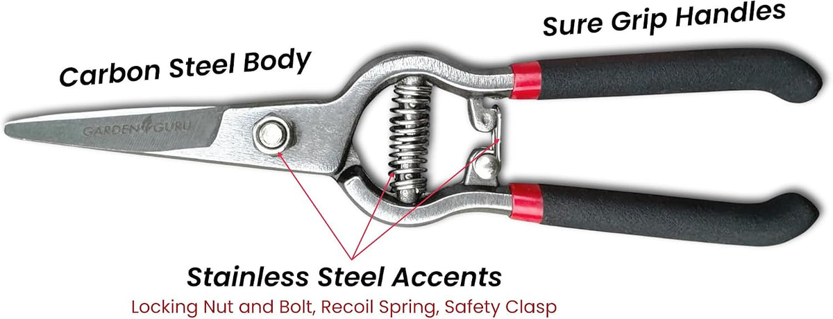 Classic Bypass Pruning Shears Clippers – Heavy Duty Forged Steel Garden Pruners – Safety Lock – Non Slip Comfort Grips – Cuts up to 1” Diameter – Professional Bypass Pruners for Gardening