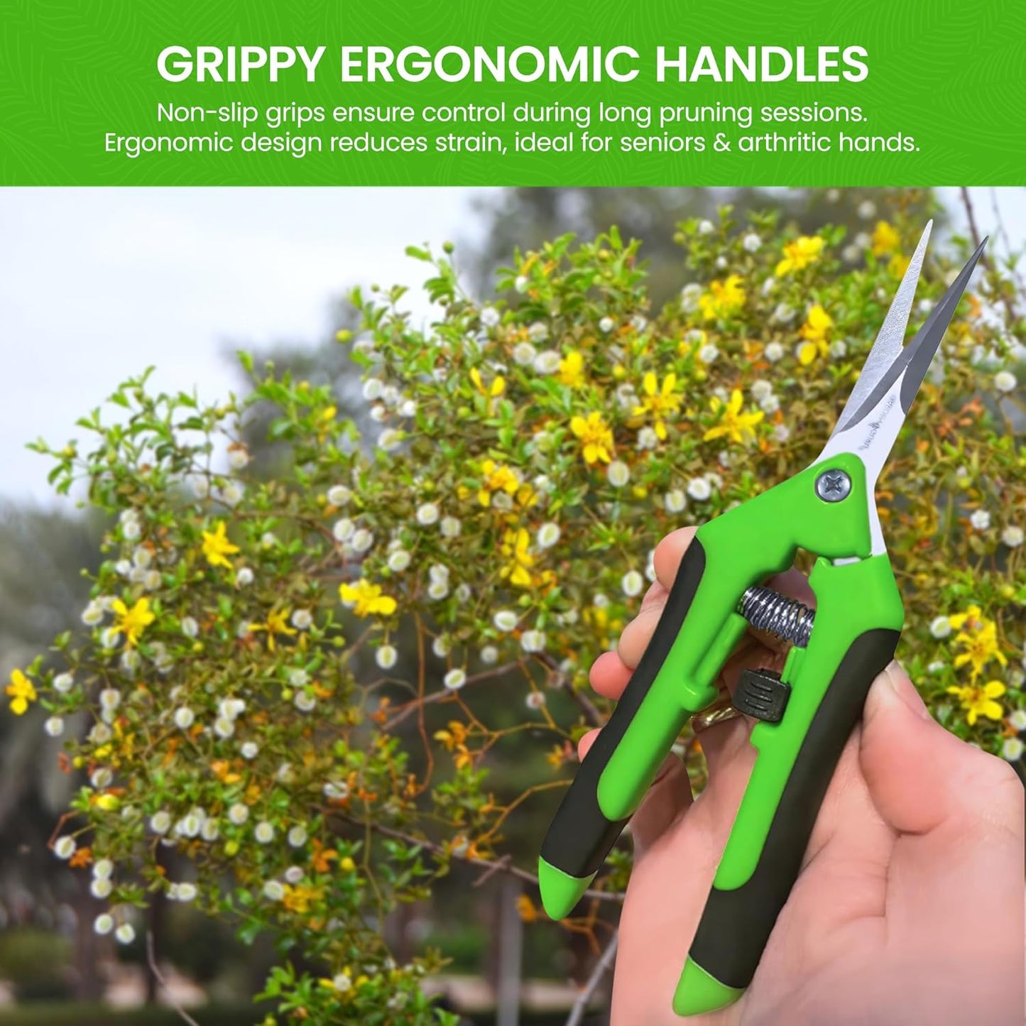 Classic Bypass Pruning Shears Clippers – Heavy Duty Forged Steel Garden Pruners – Safety Lock – Non Slip Comfort Grips – Cuts up to 1” Diameter – Professional Bypass Pruners for Gardening