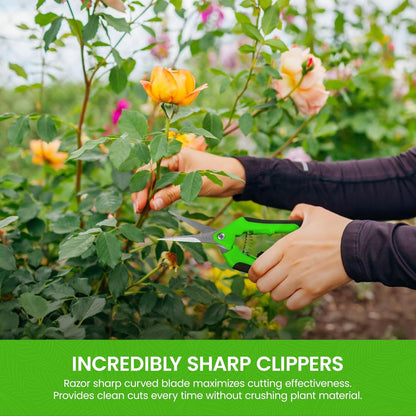 Classic Bypass Pruning Shears Clippers – Heavy Duty Forged Steel Garden Pruners – Safety Lock – Non Slip Comfort Grips – Cuts up to 1” Diameter – Professional Bypass Pruners for Gardening