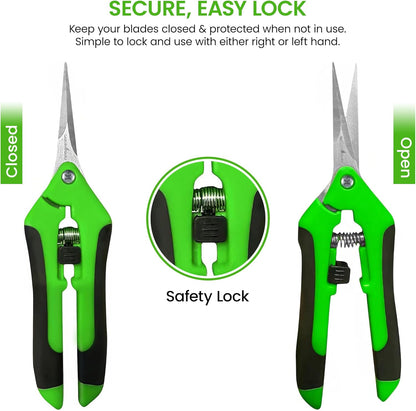 Classic Bypass Pruning Shears Clippers – Heavy Duty Forged Steel Garden Pruners – Safety Lock – Non Slip Comfort Grips – Cuts up to 1” Diameter – Professional Bypass Pruners for Gardening