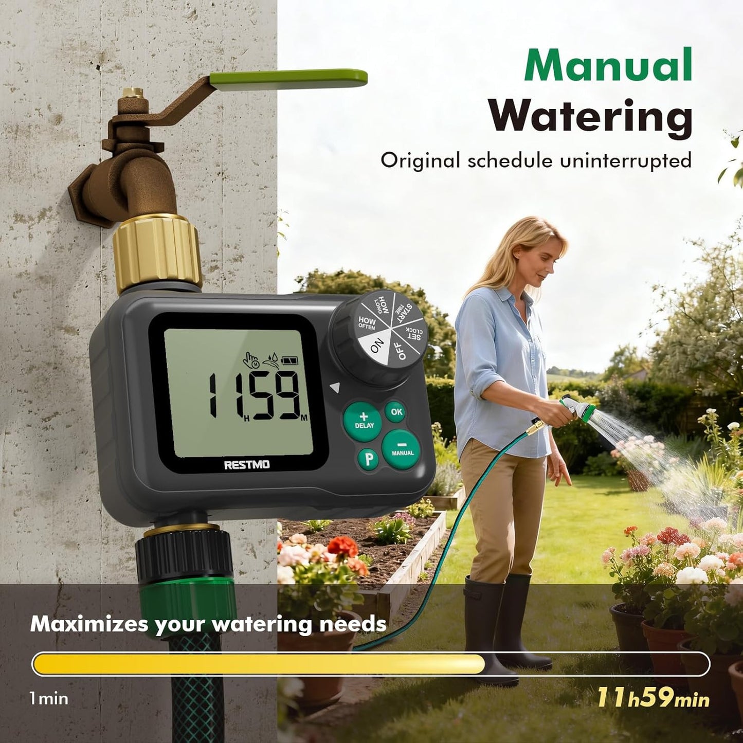 Remote Control Brass Sprinkler Timer for Outdoor Hose Faucet