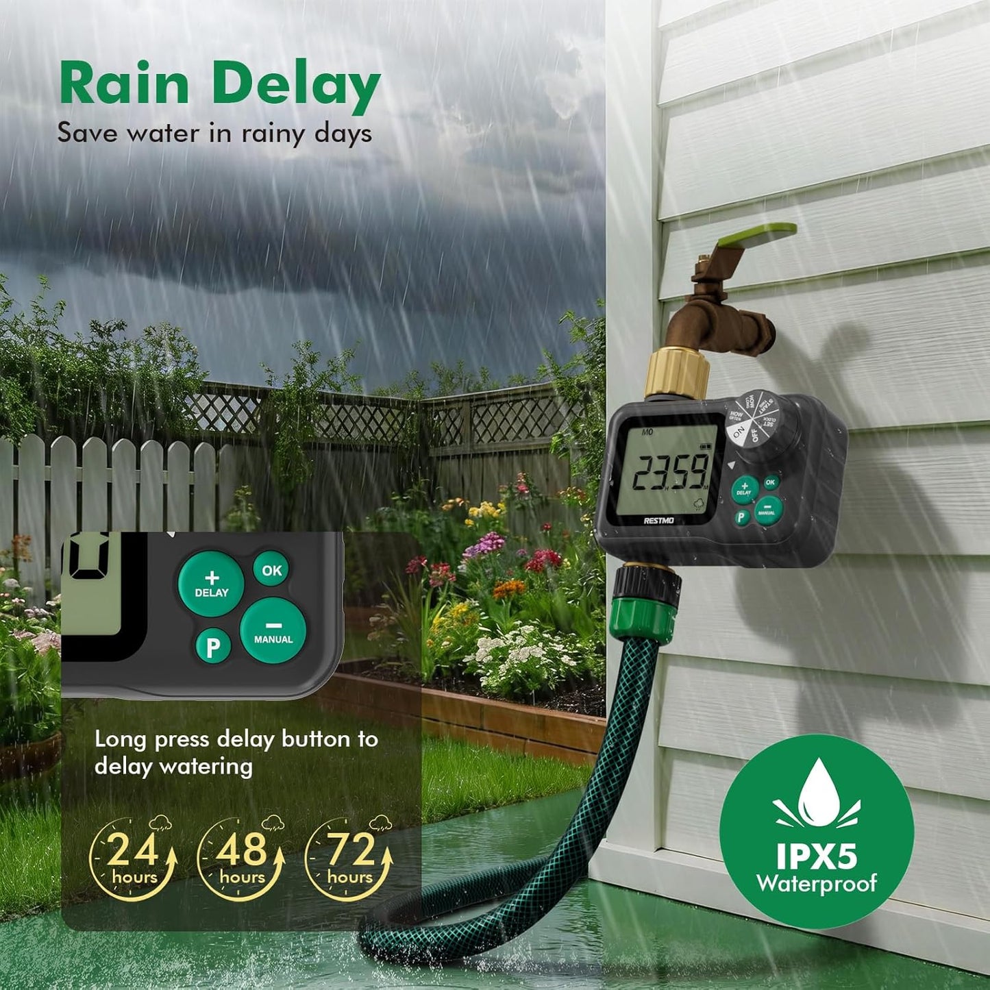Remote Control Brass Sprinkler Timer for Outdoor Hose Faucet