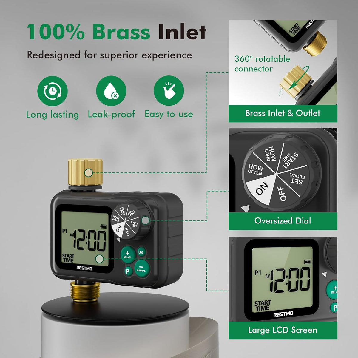 Remote Control Brass Sprinkler Timer for Outdoor Hose Faucet