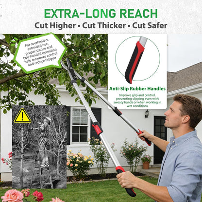 Extendable Loopers for Tree Trimming, 26-38'' Heavy Duty Thick Branches Cutter Lopping Shears with SK5 Steel Blade, Pruning Shears with 1.6” Cut Capacity, Loppers with Compound Action for Gardening