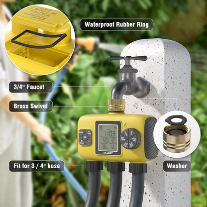 WS-8 3-Zone Sprinkler Timer, Heavy-Duty Controller, Yellow