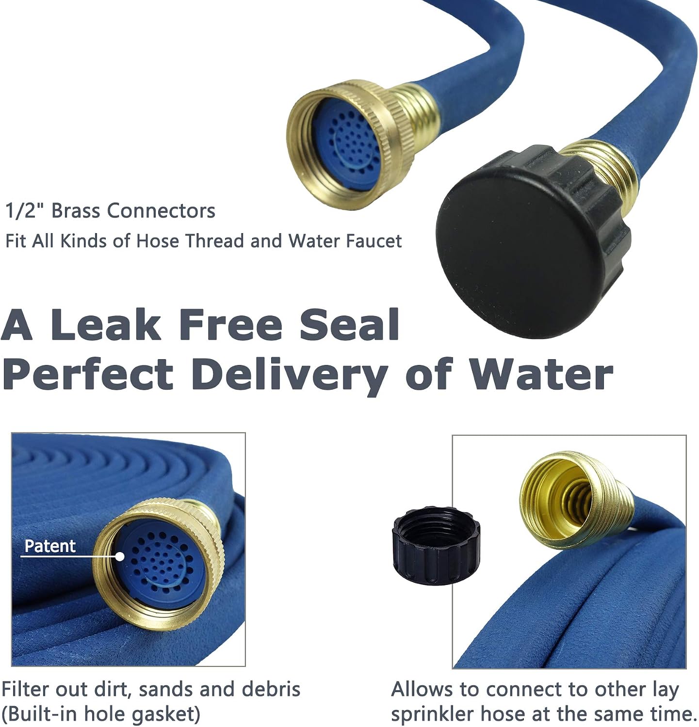 Durable Soaker Hose - Saves 70% Water, Waters Roots Directly for Plants, Flexible & Easy Setup for Garden Beds, Vegetables, Flowers, Blue, 50FT