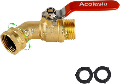 Hose Splitter 2 Way Heavy Duty Brass Garden Hose Splitter with 360° Rotatable, 304 Stainless Steel Long Handle Outdoor Full Flow Hose Splitter Connector, 3/4" GHT Thread