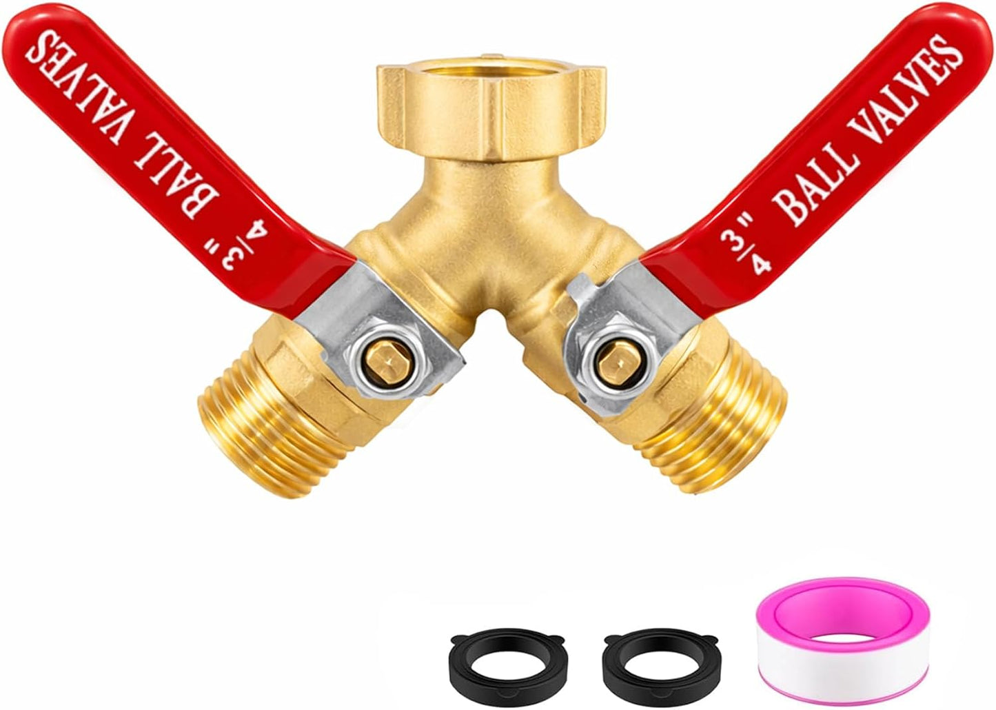 Garden Hose Splitter 3 Way, Heavy Duty 304 Stainless Steel Hose Splitter with Shut-off Valves, Full Flow Garden Water Hose Bib Spigot Splitter, 3/4'' GHT Thread Outdoor Faucet Splitter