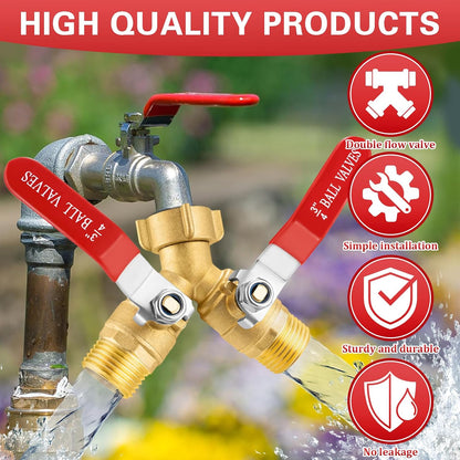 Garden Hose Splitter 3 Way, Heavy Duty 304 Stainless Steel Hose Splitter with Shut-off Valves, Full Flow Garden Water Hose Bib Spigot Splitter, 3/4'' GHT Thread Outdoor Faucet Splitter