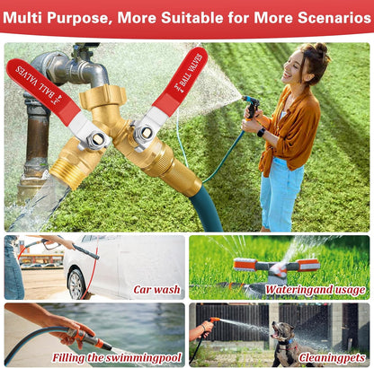 Garden Hose Splitter 3 Way, Heavy Duty 304 Stainless Steel Hose Splitter with Shut-off Valves, Full Flow Garden Water Hose Bib Spigot Splitter, 3/4'' GHT Thread Outdoor Faucet Splitter