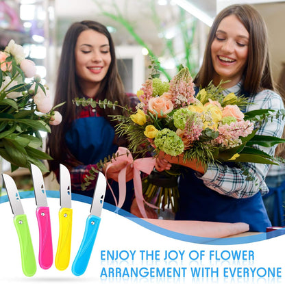12 Pcs Floral Knife Pruning Knives Garden Hand Pruner Stainless Steel Blade Foldable Florist Knife with Blue Yellow Green Rose Red Cover, Pruner for the Garden Grafting