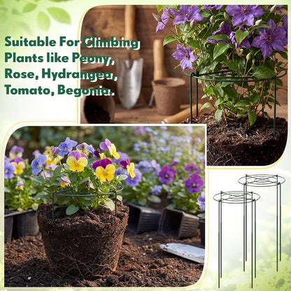 6 Pcs Adjustable Peony Cages and Supports, 24 x 12 Inch / 9 x 12 Inch Metal Peony Support Cage, Large Plant Frame Rings for Garden Outdoor Plants Flowers Tomato Vegetables, Height Adjustable