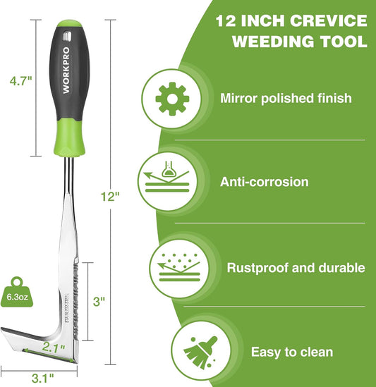 Crack Weeder, 12" Stainless Steel Crevice Weeding Tool
