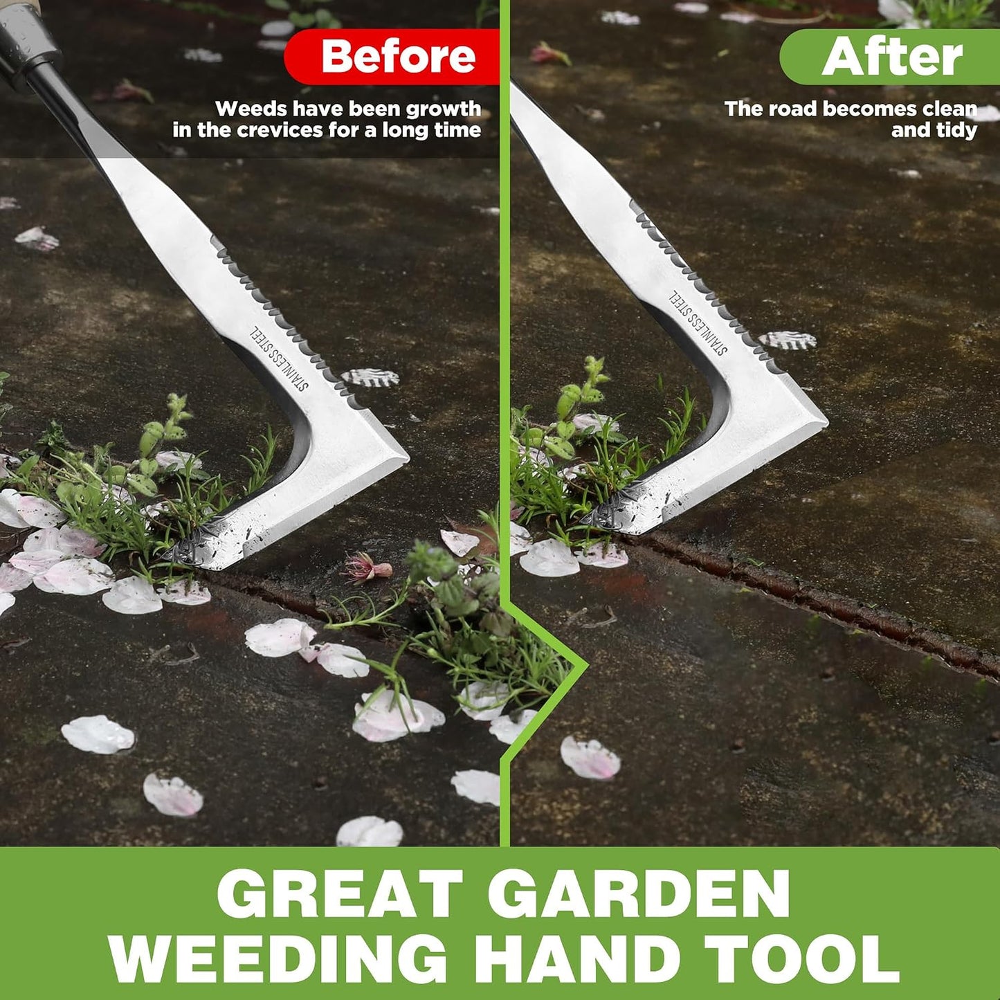 Crack Weeder, 12" Stainless Steel Crevice Weeding Tool