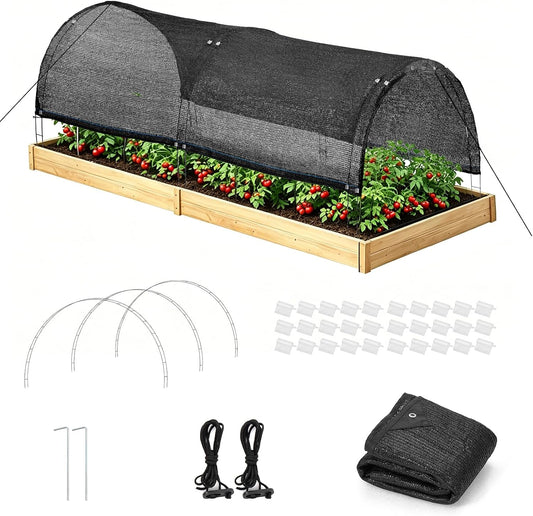 Garden Shade Kits, Shade Cloth with Hoops,78" L x 35" W x 27" H Row Covers
