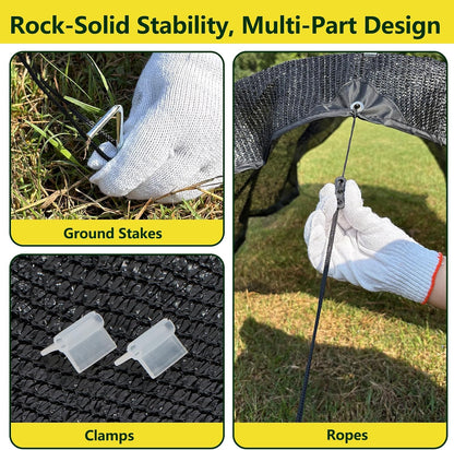 Garden Shade Kits, Shade Cloth with Hoops,78" L x 35" W x 27" H Row Covers