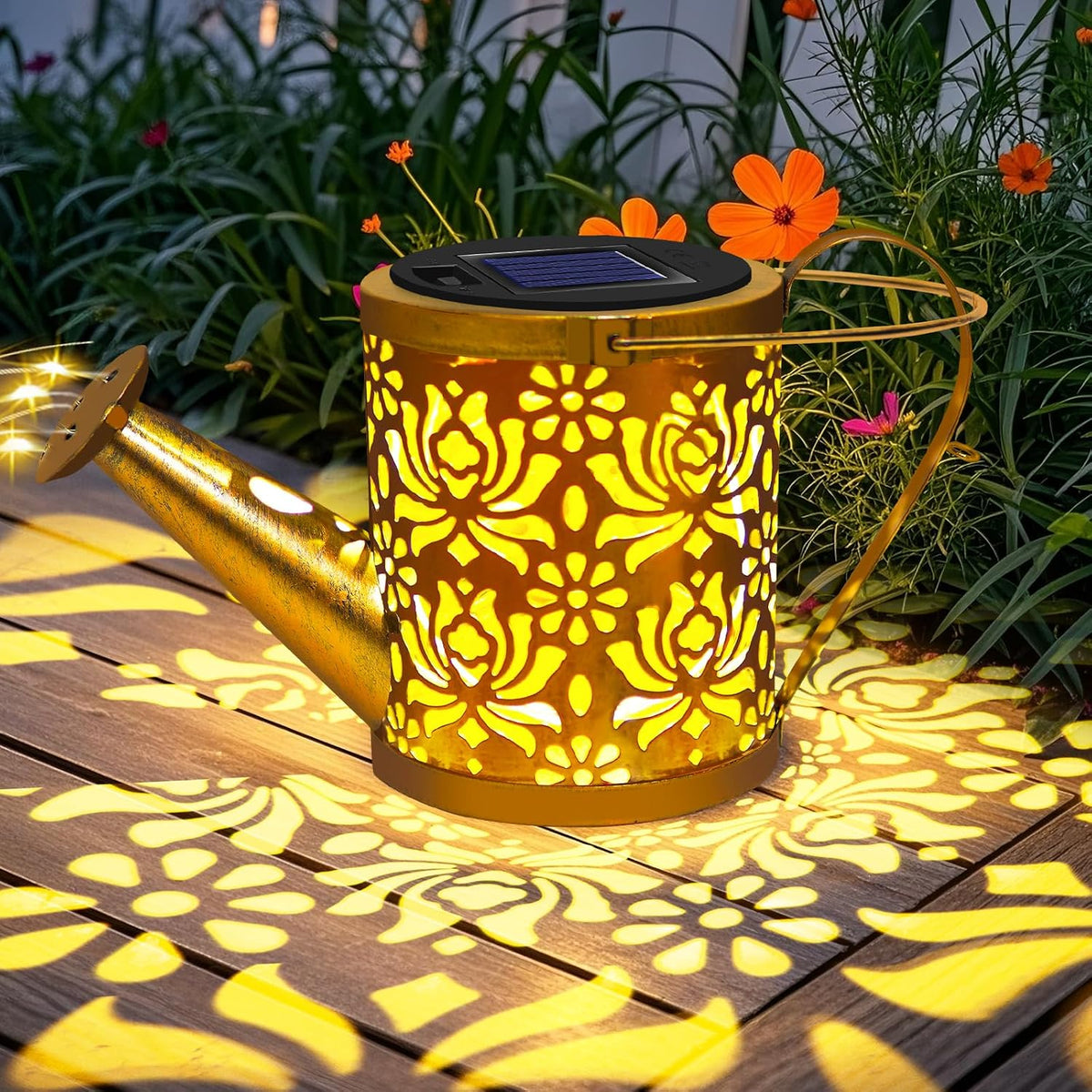 Solar Watering Can Lights Butterfly Hook Outdoor Garden Decor
