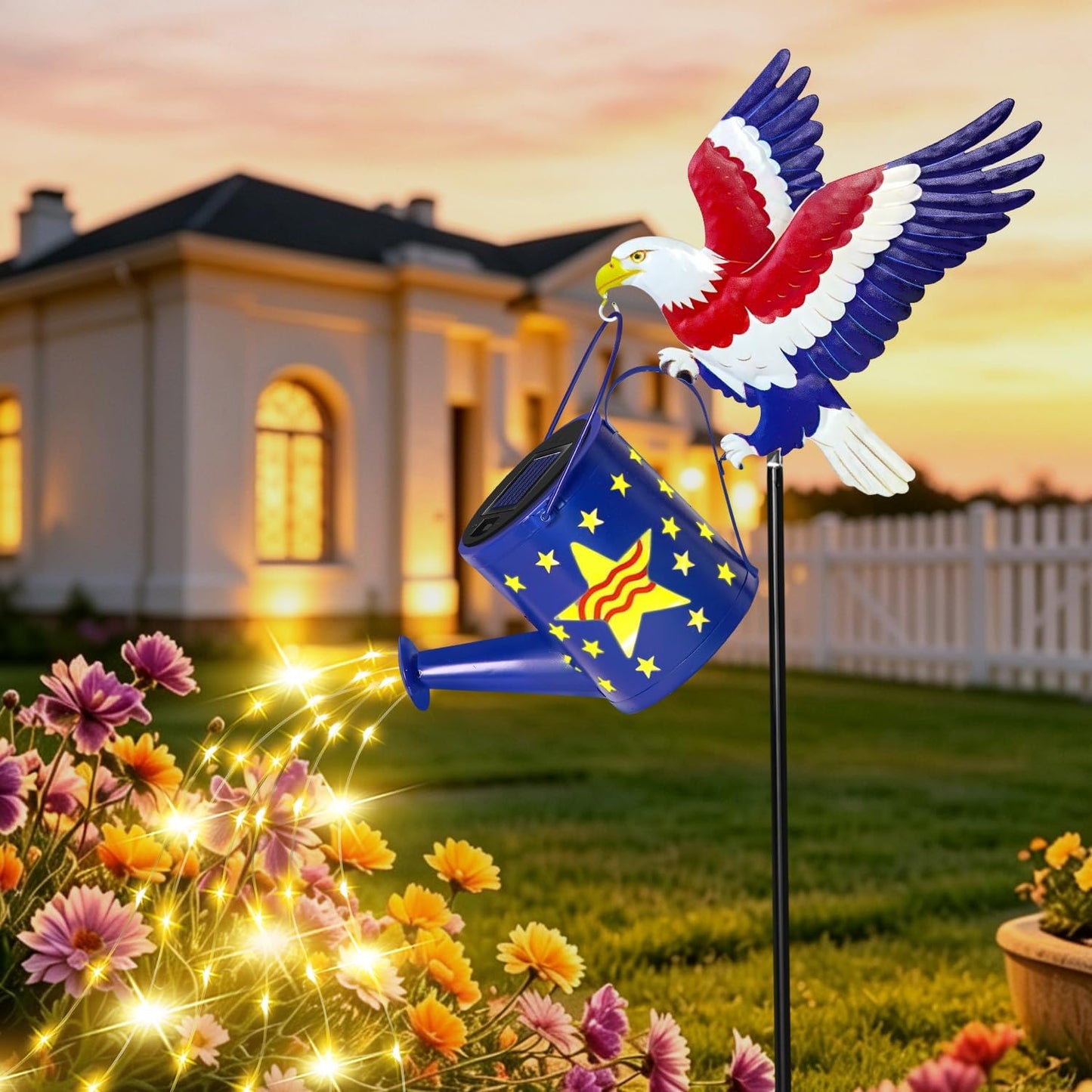 Solar Watering Can Lights Butterfly Hook Outdoor Garden Decor