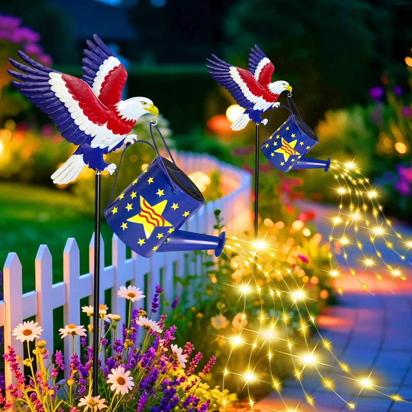 Solar Watering Can Lights Butterfly Hook Outdoor Garden Decor