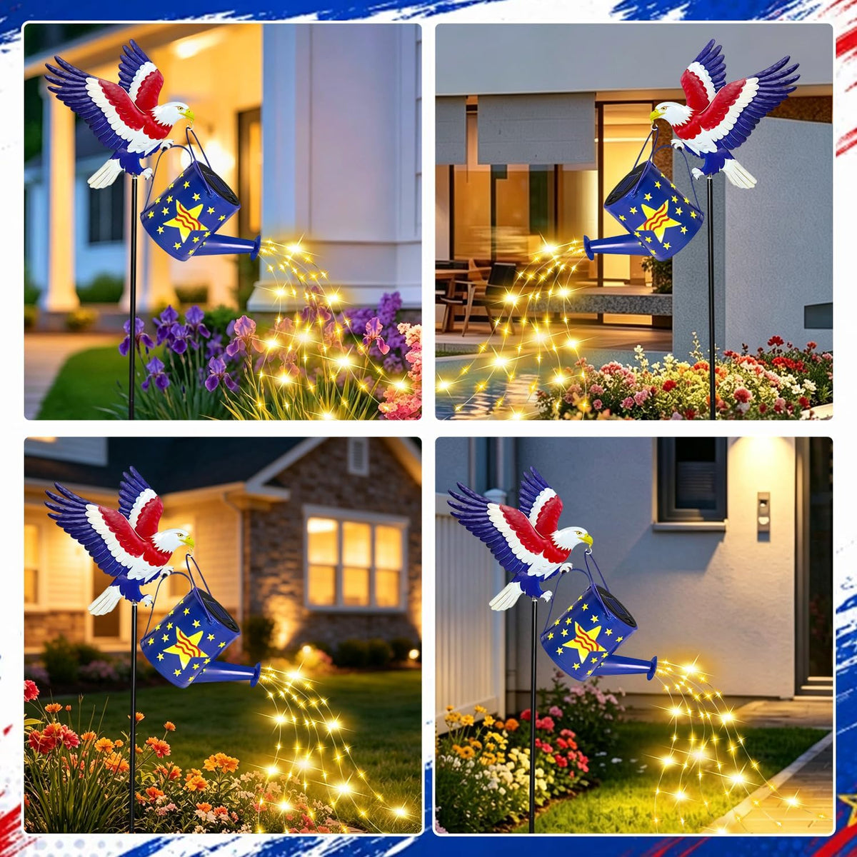 Solar Watering Can Lights Butterfly Hook Outdoor Garden Decor