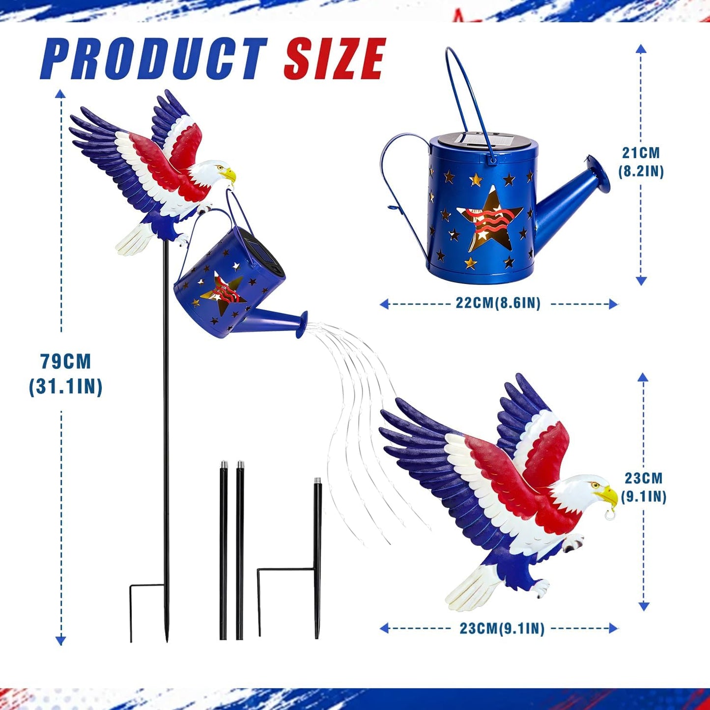 Solar Watering Can Lights Butterfly Hook Outdoor Garden Decor
