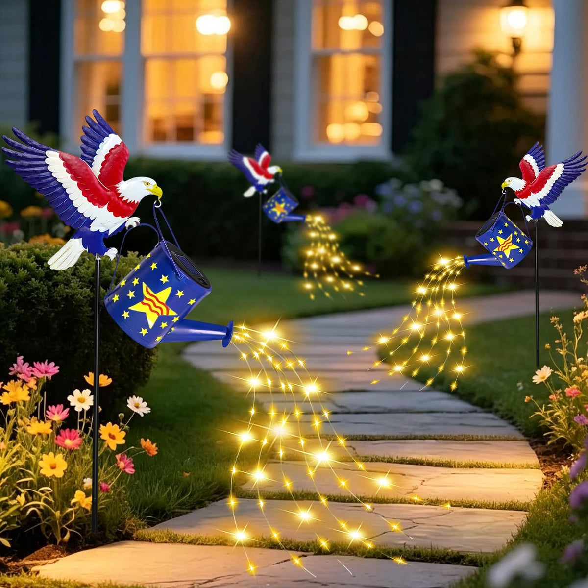 Solar Watering Can Lights Butterfly Hook Outdoor Garden Decor