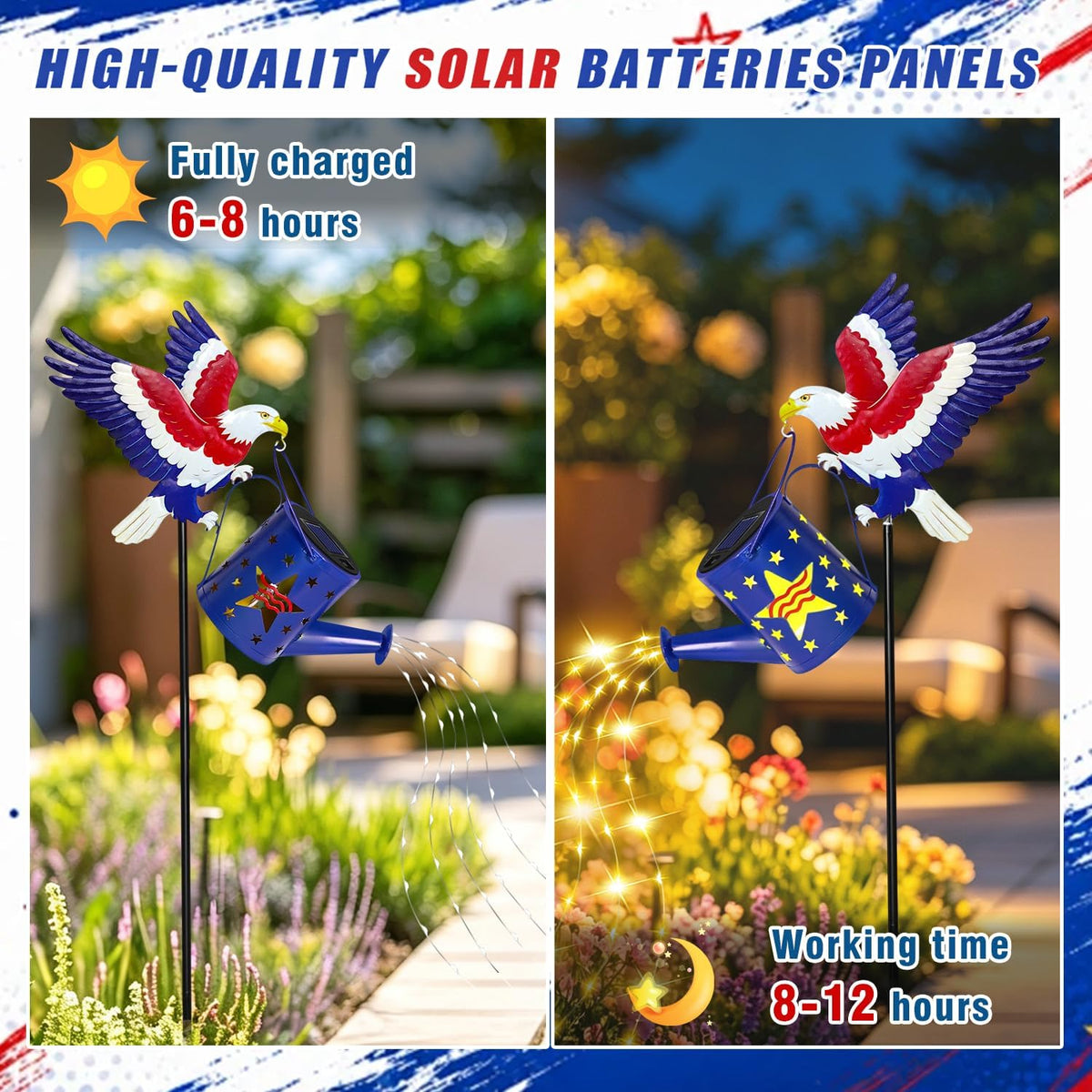 Solar Watering Can Lights Butterfly Hook Outdoor Garden Decor