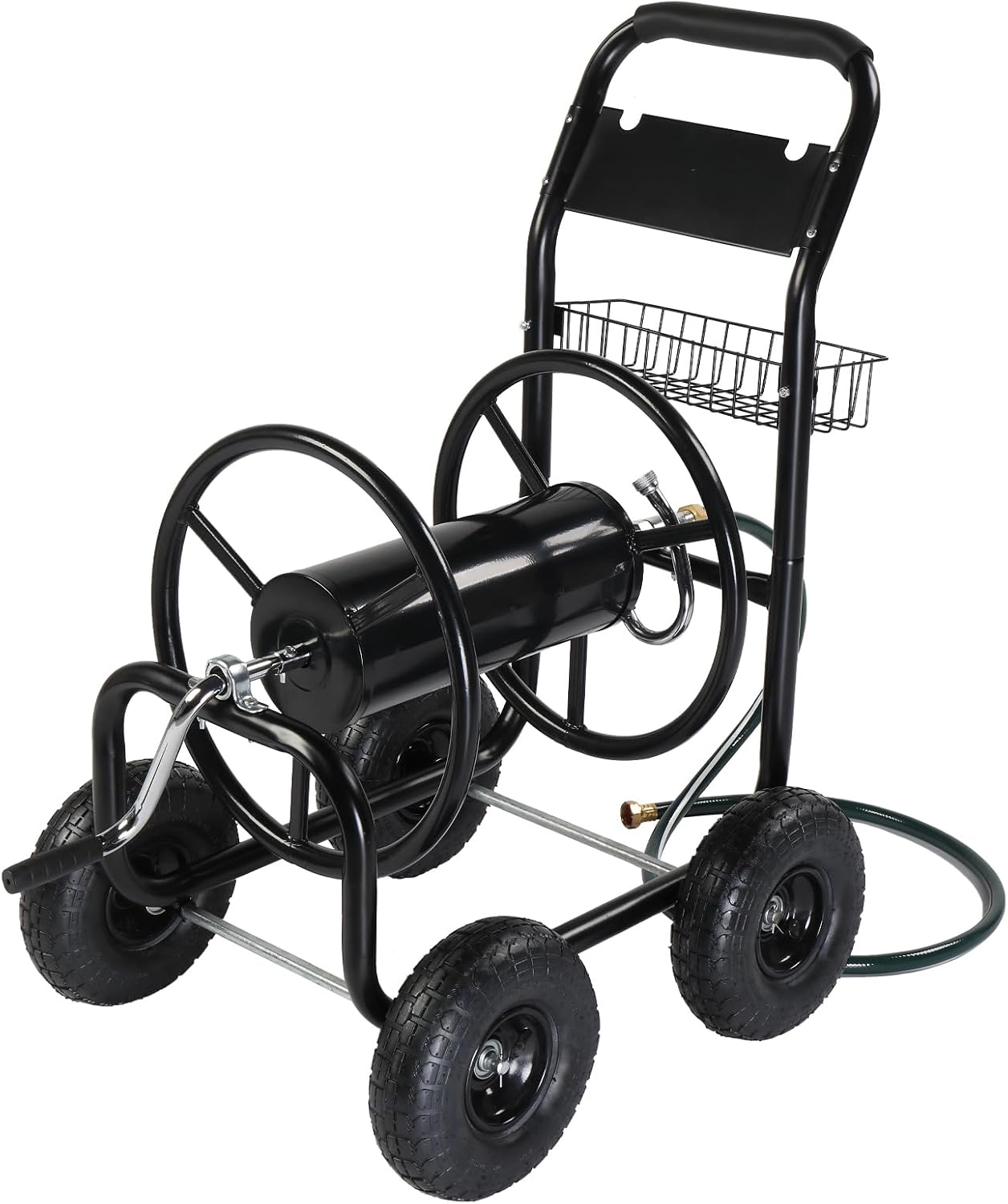 Garden Hose Reel Cart, Lawn Water Planting Cart with Wheels, Black