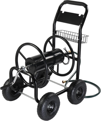 Garden Hose Reel Cart, Lawn Water Planting Cart with Wheels, Black
