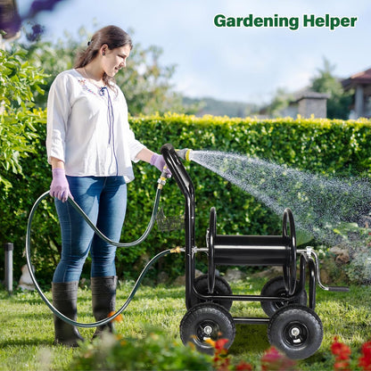 Garden Hose Reel Cart, Lawn Water Planting Cart with Wheels, Black