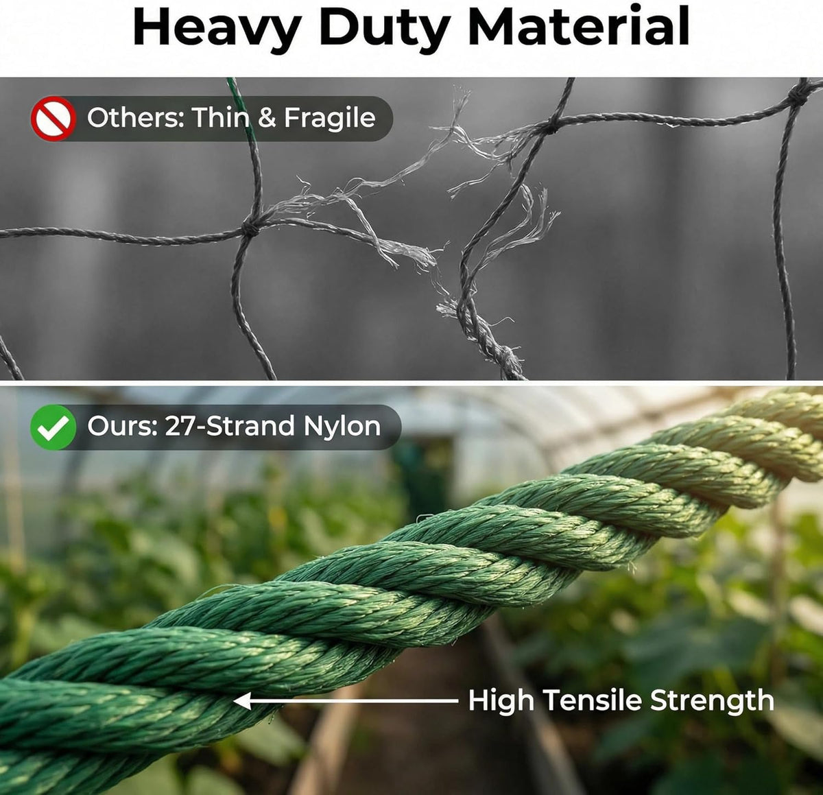 Trellis Netting for Climbing Plants - Heavy Duty Garden Trellis Netting for Cucumber, Vine, Fruits & Vegetables Tomato Plants Trellis Net, Climbing Vining Plants 10' x 7'Ft Green