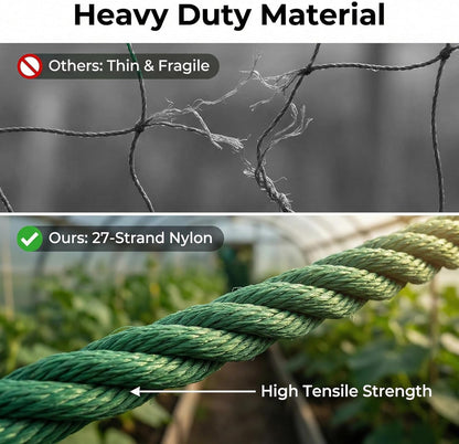 Trellis Netting for Climbing Plants - Heavy Duty Garden Trellis Netting for Cucumber, Vine, Fruits & Vegetables Tomato Plants Trellis Net, Climbing Vining Plants 10' x 7'Ft Green