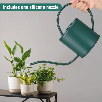 Plant Watering Can, 50 oz / 1500 ml Stainless Steel Metal - Modern Decorative with Long Spout for Indoor Potted Plants, Bonsai, Garden Flowers, Black