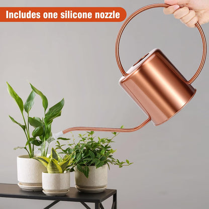 Plant Watering Can, 50 oz / 1500 ml Stainless Steel Metal - Modern Decorative with Long Spout for Indoor Potted Plants, Bonsai, Garden Flowers, Black