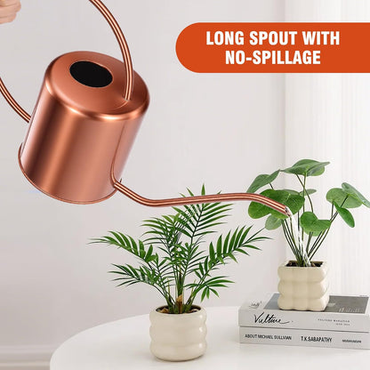 Plant Watering Can, 50 oz / 1500 ml Stainless Steel Metal - Modern Decorative with Long Spout for Indoor Potted Plants, Bonsai, Garden Flowers, Black