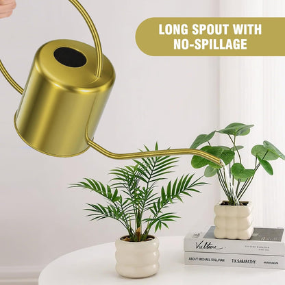 Plant Watering Can, 50 oz / 1500 ml Stainless Steel Metal - Modern Decorative with Long Spout for Indoor Potted Plants, Bonsai, Garden Flowers, Black