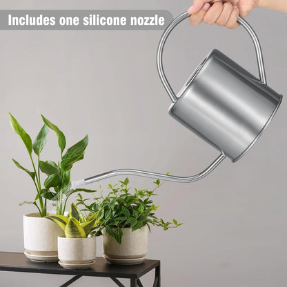 Plant Watering Can, 50 oz / 1500 ml Stainless Steel Metal - Modern Decorative with Long Spout for Indoor Potted Plants, Bonsai, Garden Flowers, Black