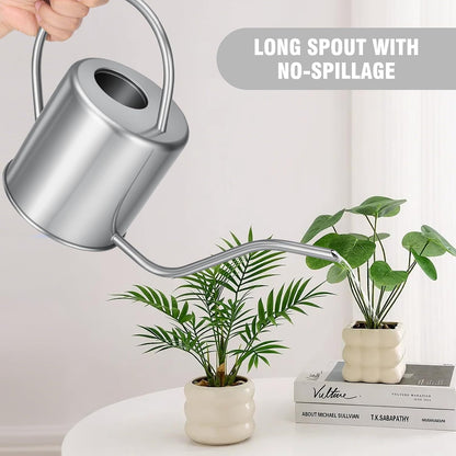Plant Watering Can, 50 oz / 1500 ml Stainless Steel Metal - Modern Decorative with Long Spout for Indoor Potted Plants, Bonsai, Garden Flowers, Black