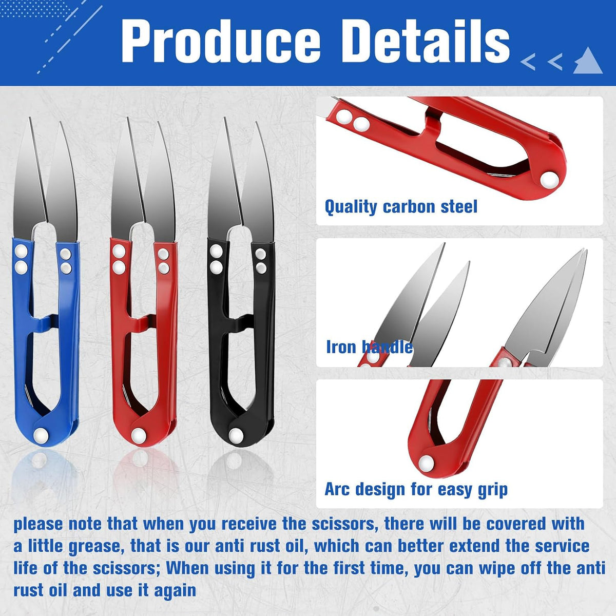 48 Pcs 4 Inch Bonsai Pruning Scissors Thread Snips Mini Sewing Scissors U Shaped Bulk Bud and Leaves Trimmer Yarn Carbon Steel Pruners Trimmers for Gardening(Black, Blue, Red)
