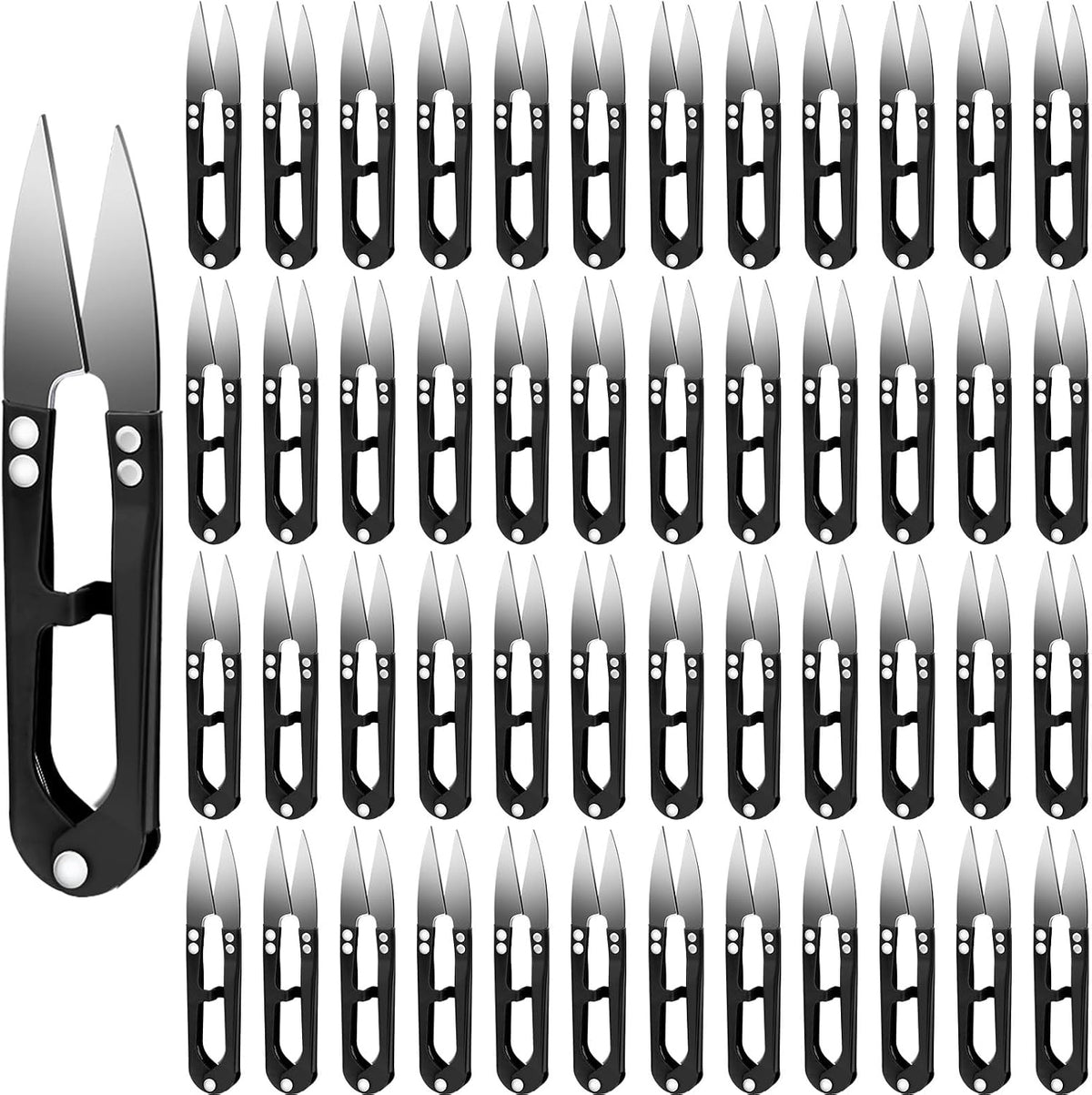 48 Pcs 4 Inch Bonsai Pruning Scissors Thread Snips Mini Sewing Scissors U Shaped Bulk Bud and Leaves Trimmer Yarn Carbon Steel Pruners Trimmers for Gardening(Black, Blue, Red)