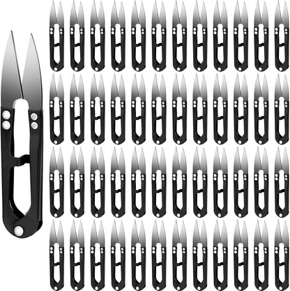48 Pcs 4 Inch Bonsai Pruning Scissors Thread Snips Mini Sewing Scissors U Shaped Bulk Bud and Leaves Trimmer Yarn Carbon Steel Pruners Trimmers for Gardening(Black, Blue, Red)