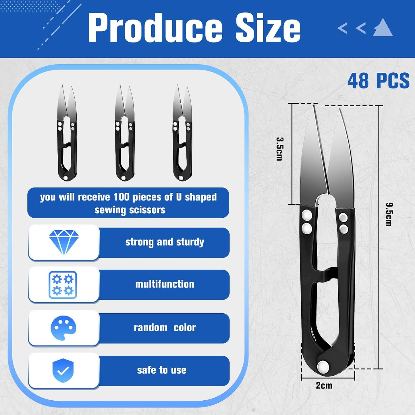 48 Pcs 4 Inch Bonsai Pruning Scissors Thread Snips Mini Sewing Scissors U Shaped Bulk Bud and Leaves Trimmer Yarn Carbon Steel Pruners Trimmers for Gardening(Black, Blue, Red)