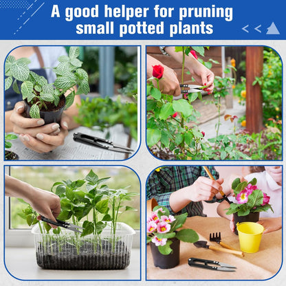 48 Pcs 4 Inch Bonsai Pruning Scissors Thread Snips Mini Sewing Scissors U Shaped Bulk Bud and Leaves Trimmer Yarn Carbon Steel Pruners Trimmers for Gardening(Black, Blue, Red)