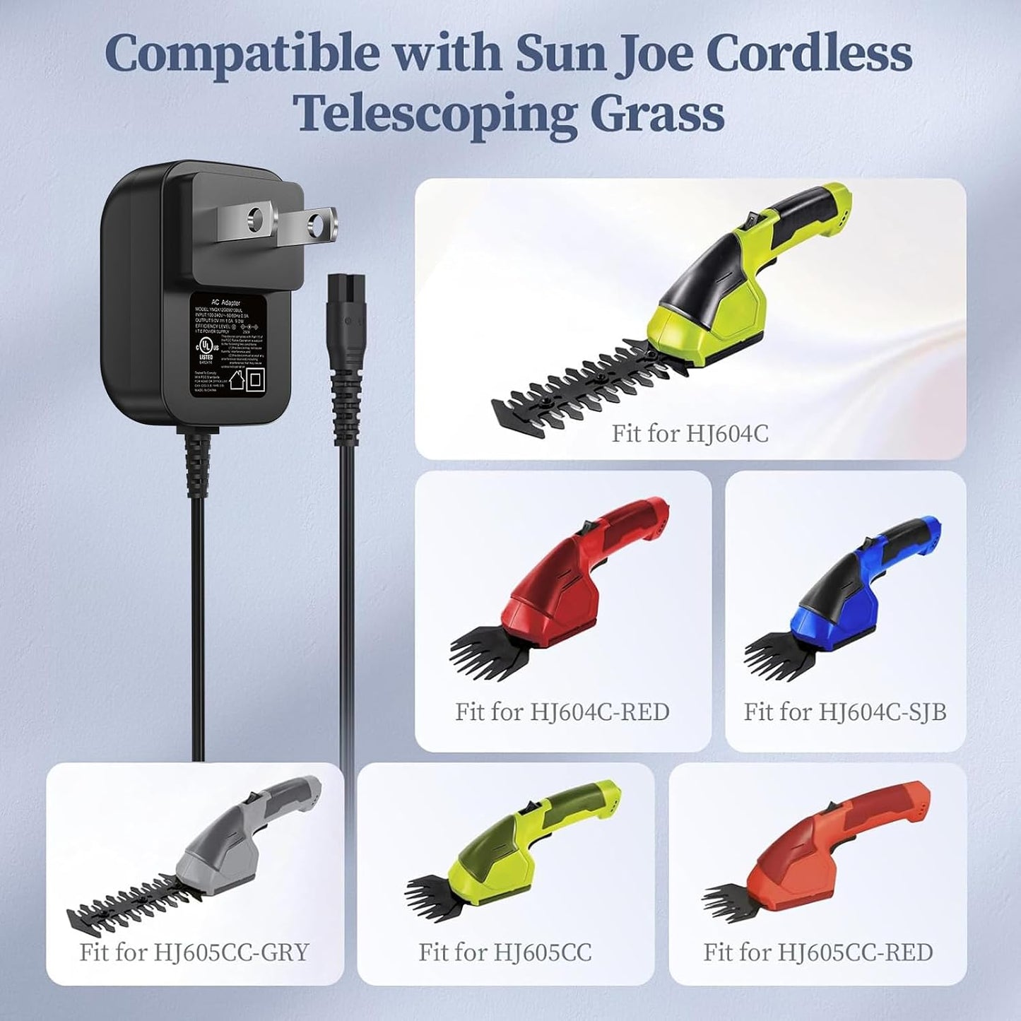 9V Adapter for Snow Joe Sun Joe HJ604C HJ605CC Grass Shear Hedge Trimmer