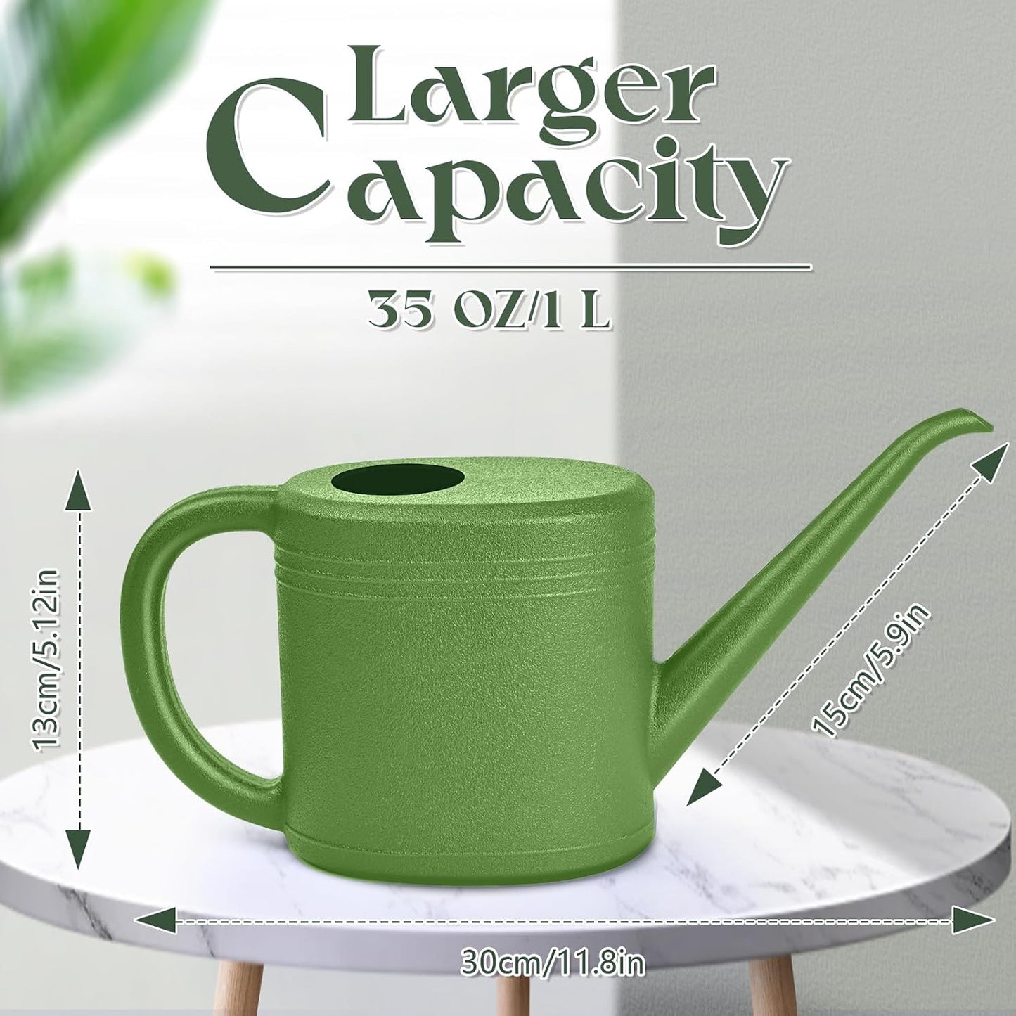 Plant Watering Can for Home Garden - with Long Spout - 1/4 Gallon - Green