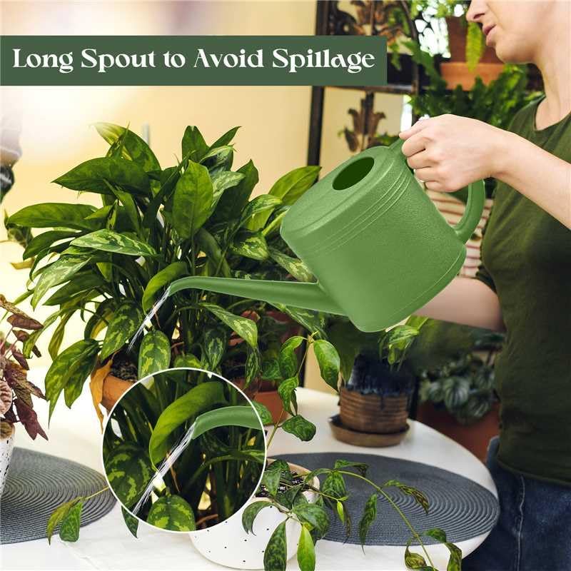 Plant Watering Can for Home Garden - with Long Spout - 1/4 Gallon - Green
